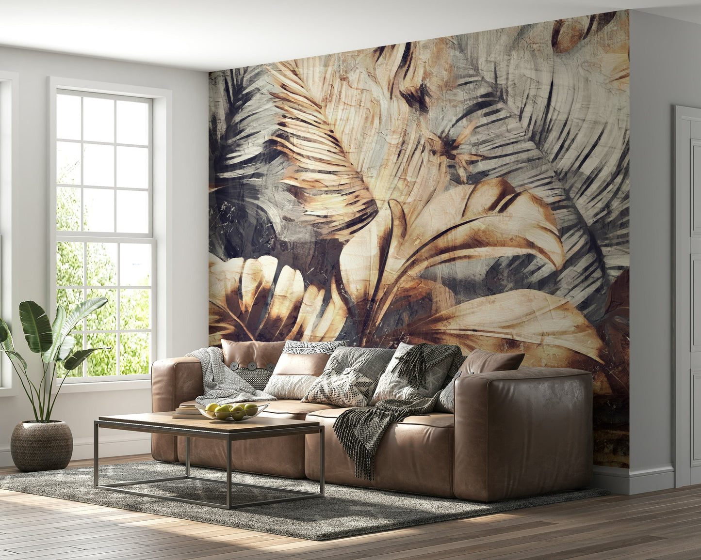 Golden Palm Texture Wall Mural -2530884