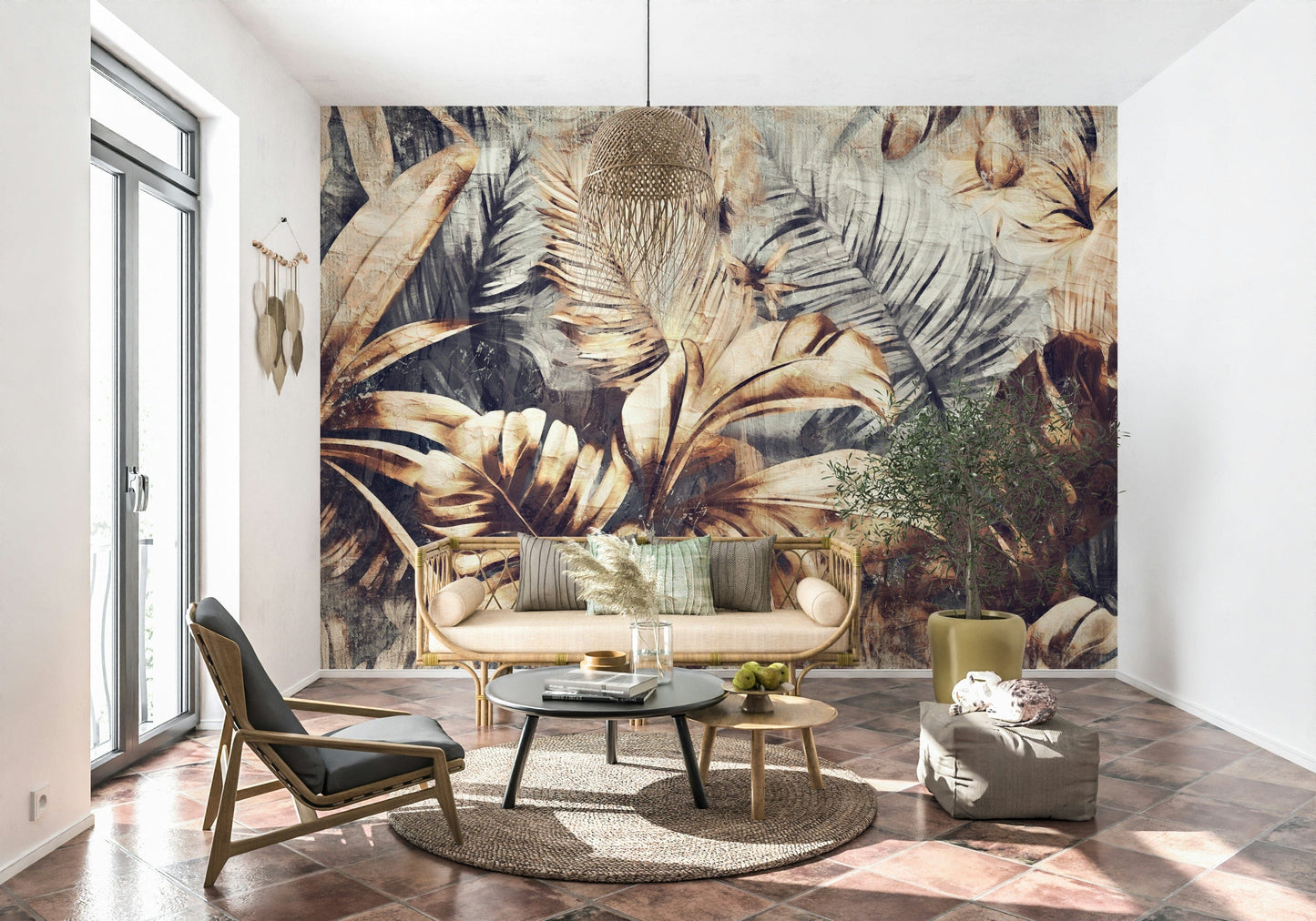 Golden Palm Texture Wall Mural -2530884