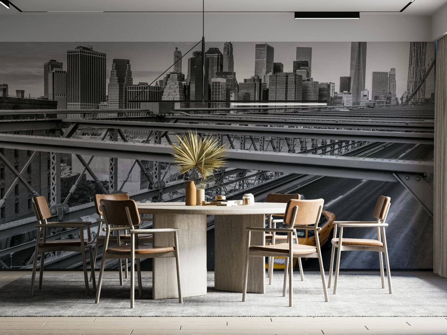 Classic city scene with taxis in a monochrome color palette

