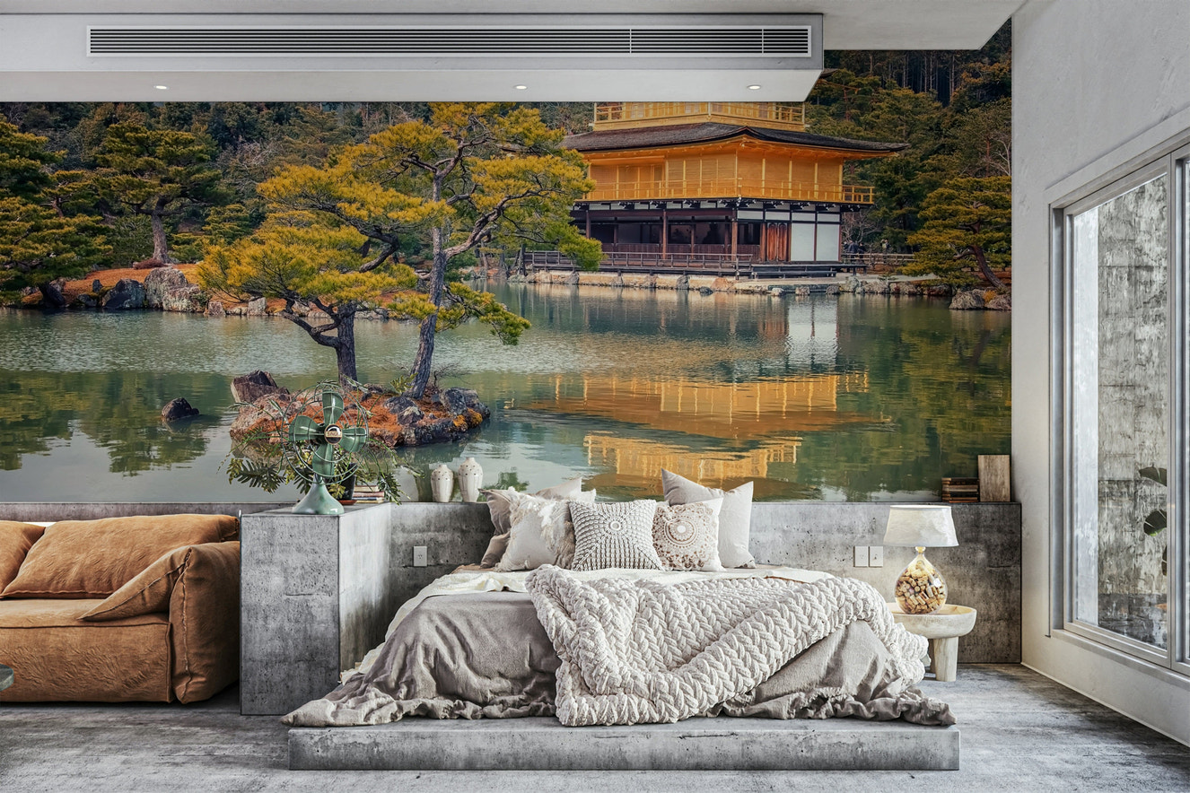A beautiful Golden Temple wallpaper mural with reflections.


