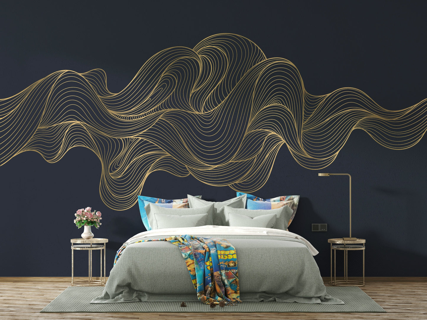 The composition is a harmonious, repeating pattern.

