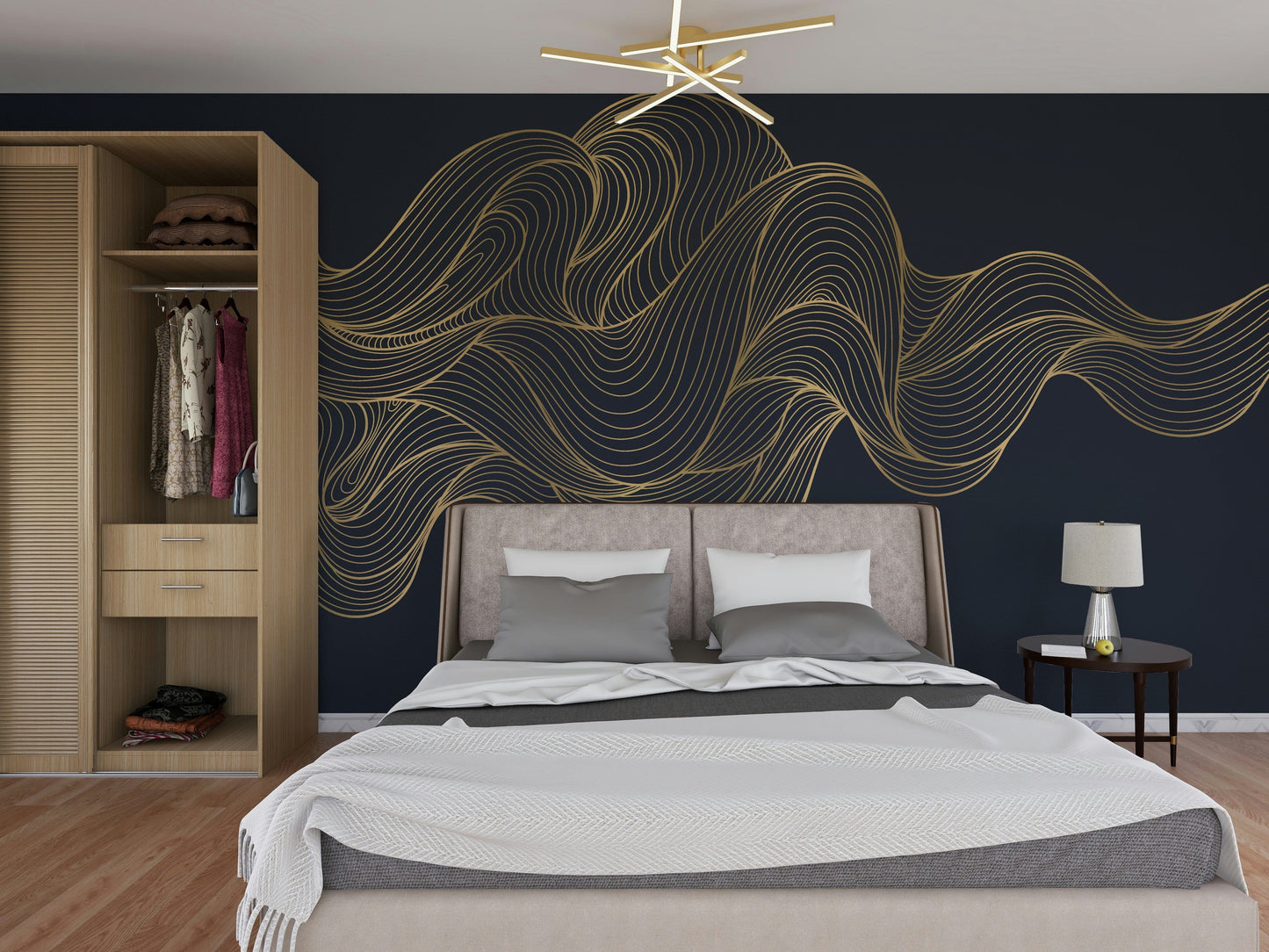 The design features a repeating pattern of soft, undulating waves.

