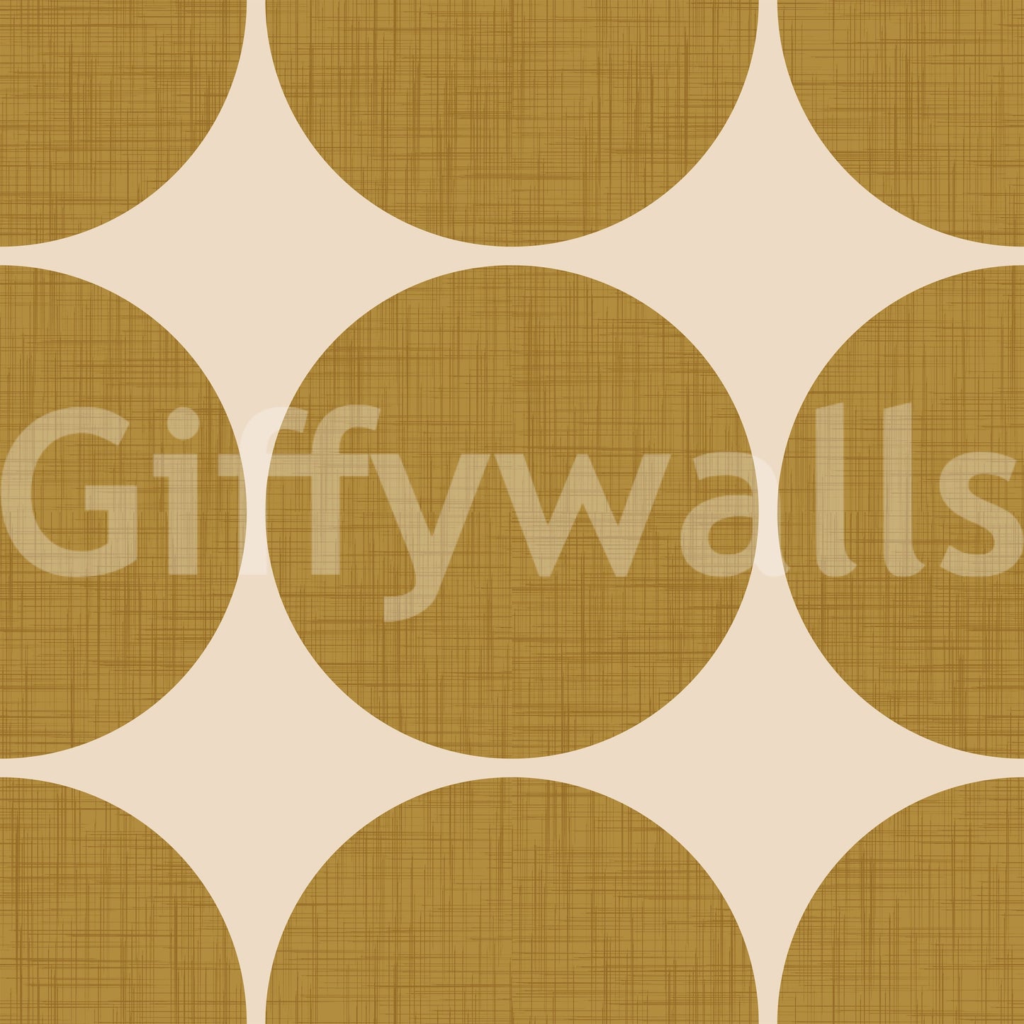 Graphic wallpaper design showcasing large ochre orbs in a structured grid layout