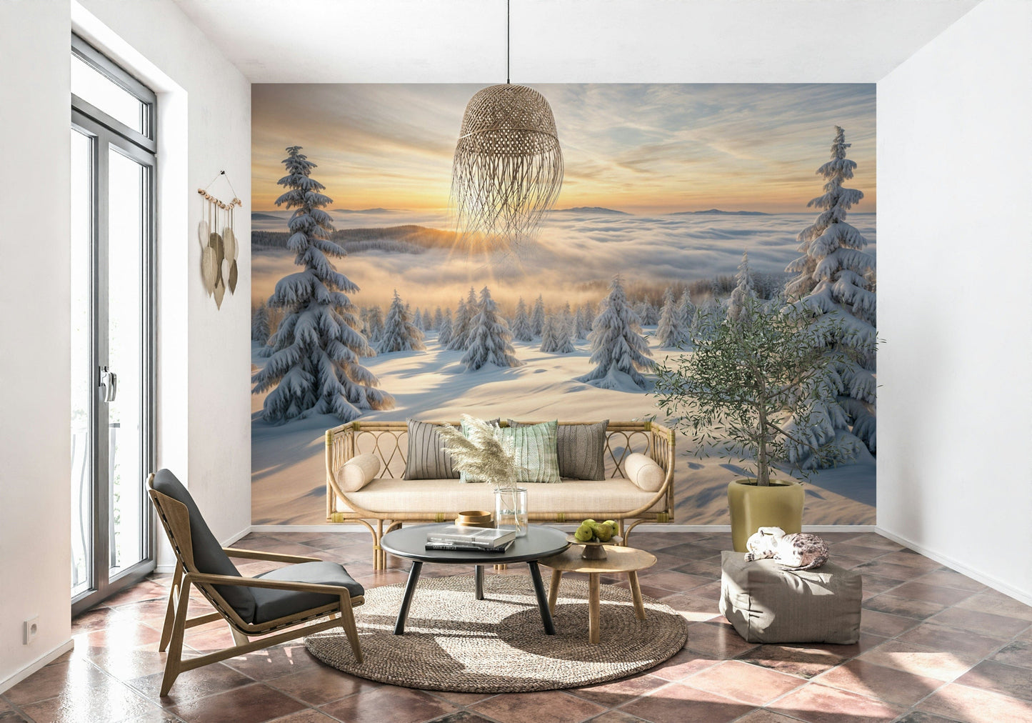 Golden Winter Woods Wall Mural