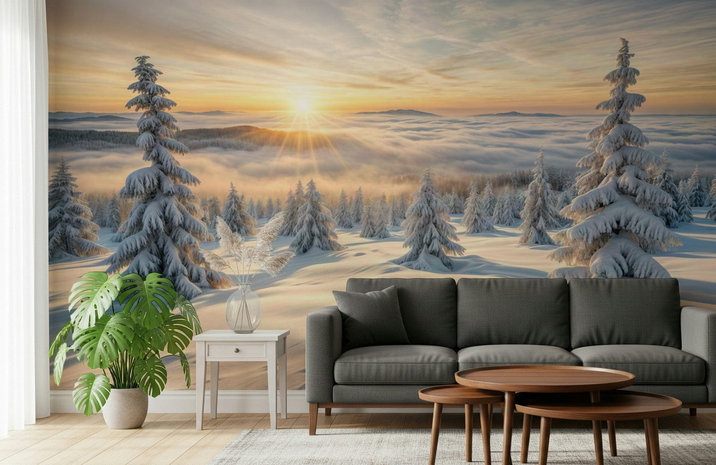 Golden Winter Woods Wall Mural