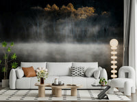 Golden Solitude wallpaper for walls, serene morning light landscape.