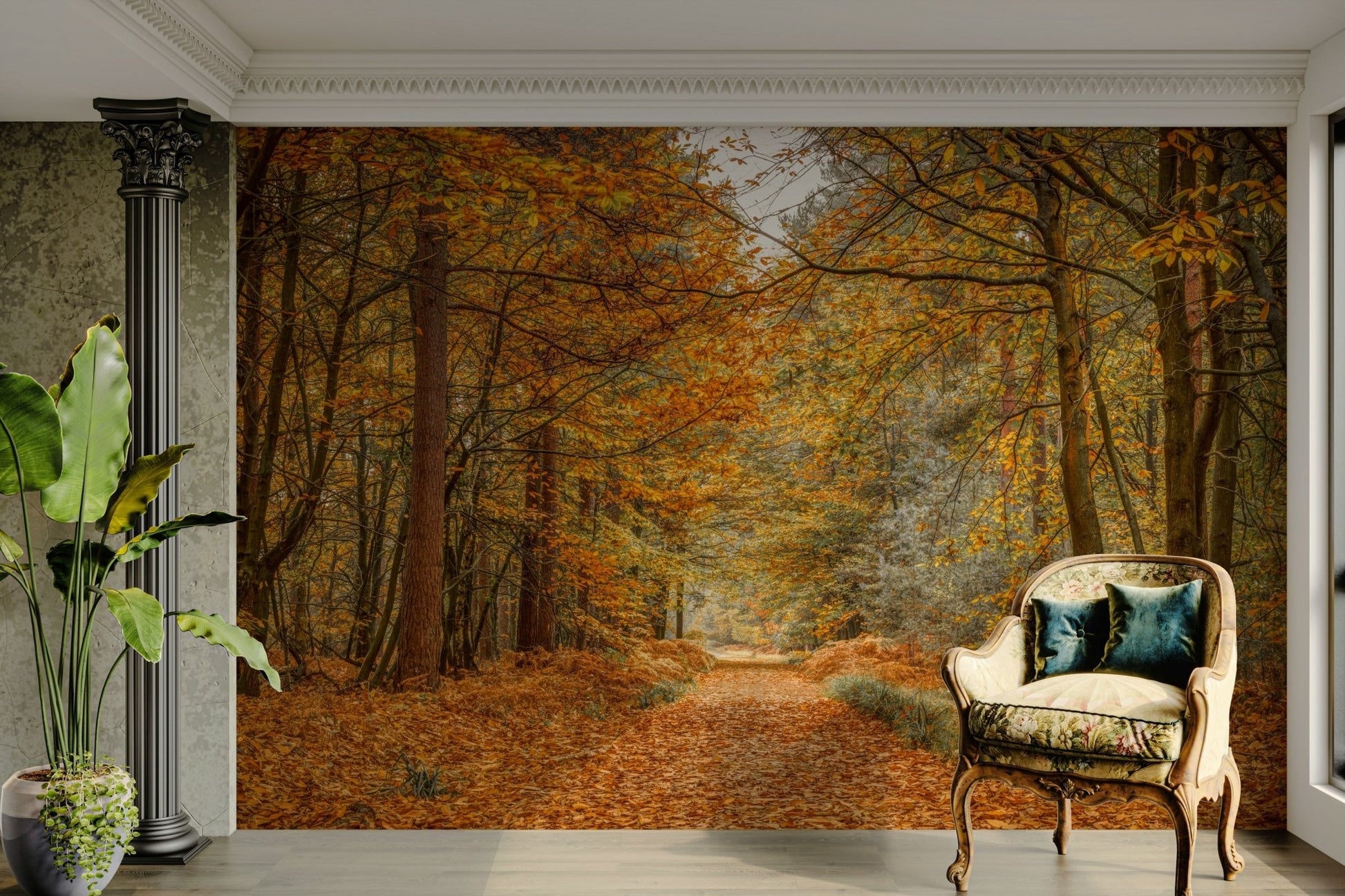 The scene has a peaceful and tranquil, almost magical feel.

