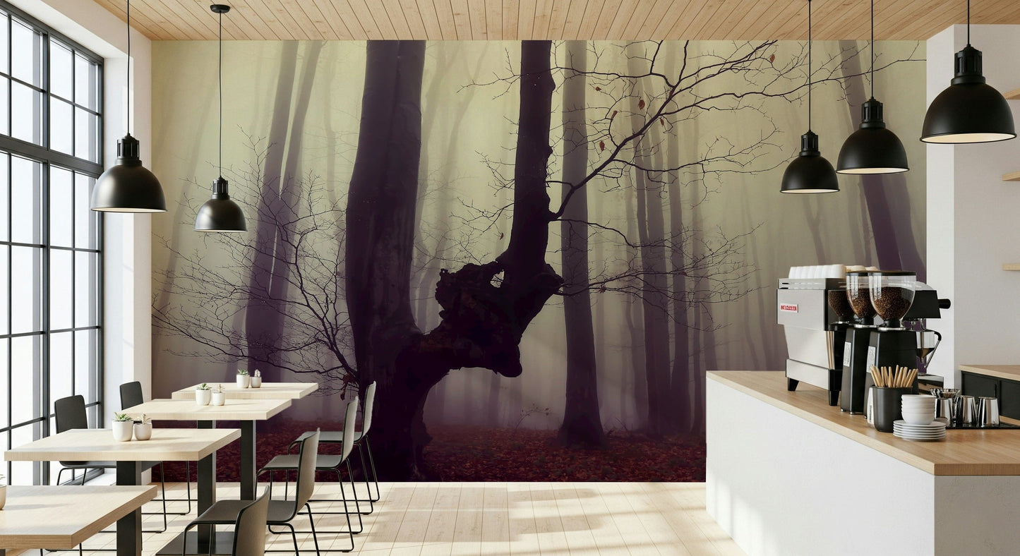 Gothic Woodland wall art, vivid mood, tall timber, rustic decor.