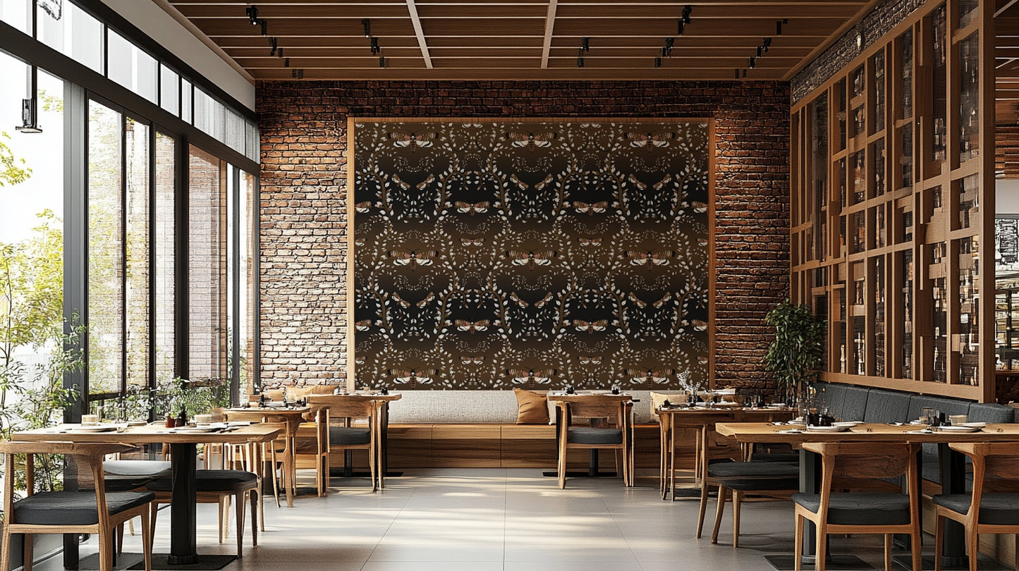 Dark floral wallpaper for bold natural interiors

