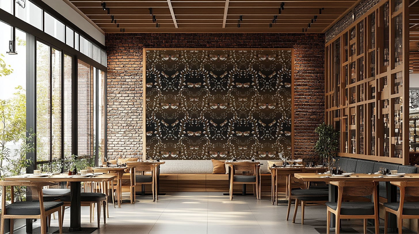 Dark floral wallpaper for bold natural interiors

