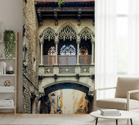 Ornate stone Gothic Quarter Archway elegant wallpaper for walls print.