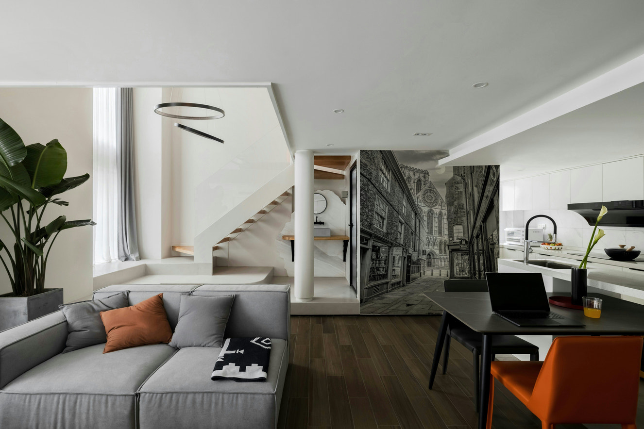 A beautiful gothic alleyway wallpaper mural with historic buildings.

