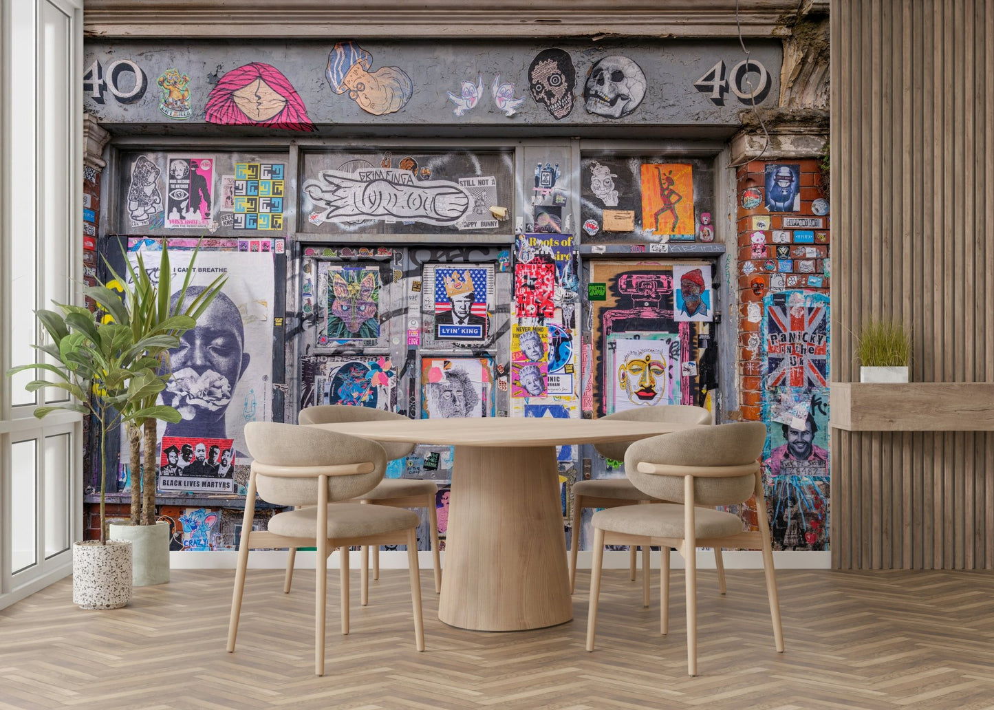 colorful street art on a brick wall

