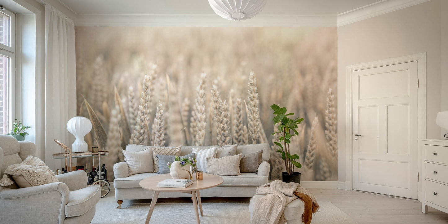 A wall mural with a wood grain pattern.

