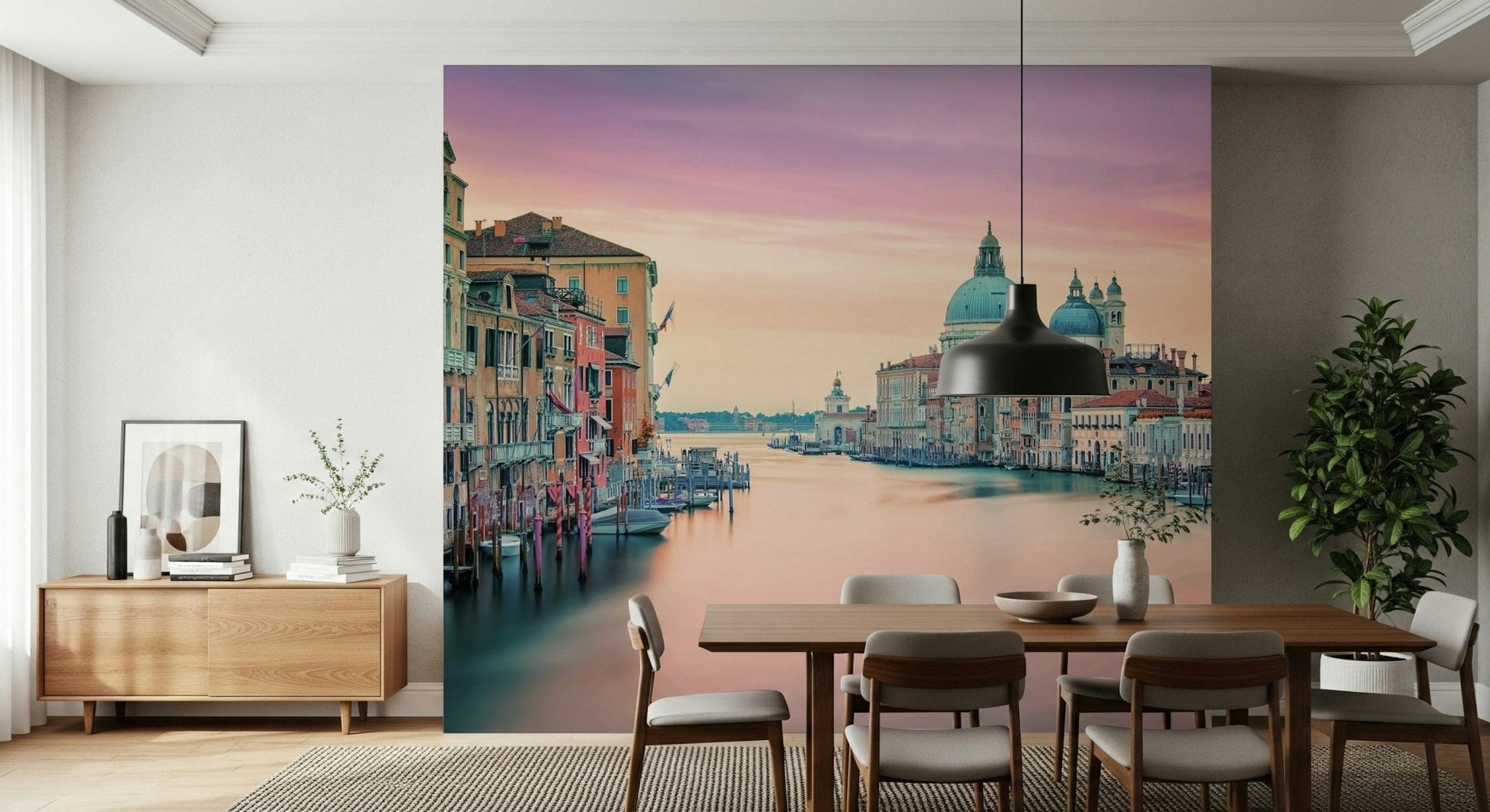 European Grand Canal cityscape wallpaper smooth dreamlike surface.