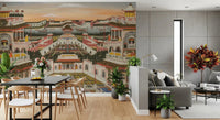 Grand Indian Palace wall mural in living room with royal gardens