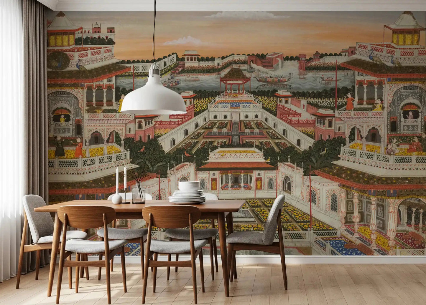 Dining room Grand Indian Palace wall mural with palace terraces