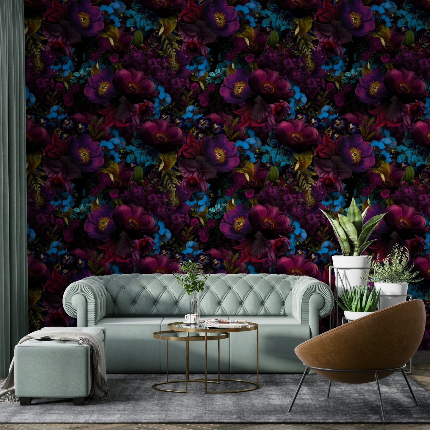 Grandmillennial Dramatic Glamour Heritage Gothic Dark Moody Florals 3 Wallpaper⁠