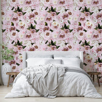Heritage style floral wallpaper with grandmillennial flair

