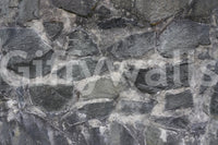 Granite Blocks wallpaper mural close-up showing the grey granite block masonry and mortar pattern detail