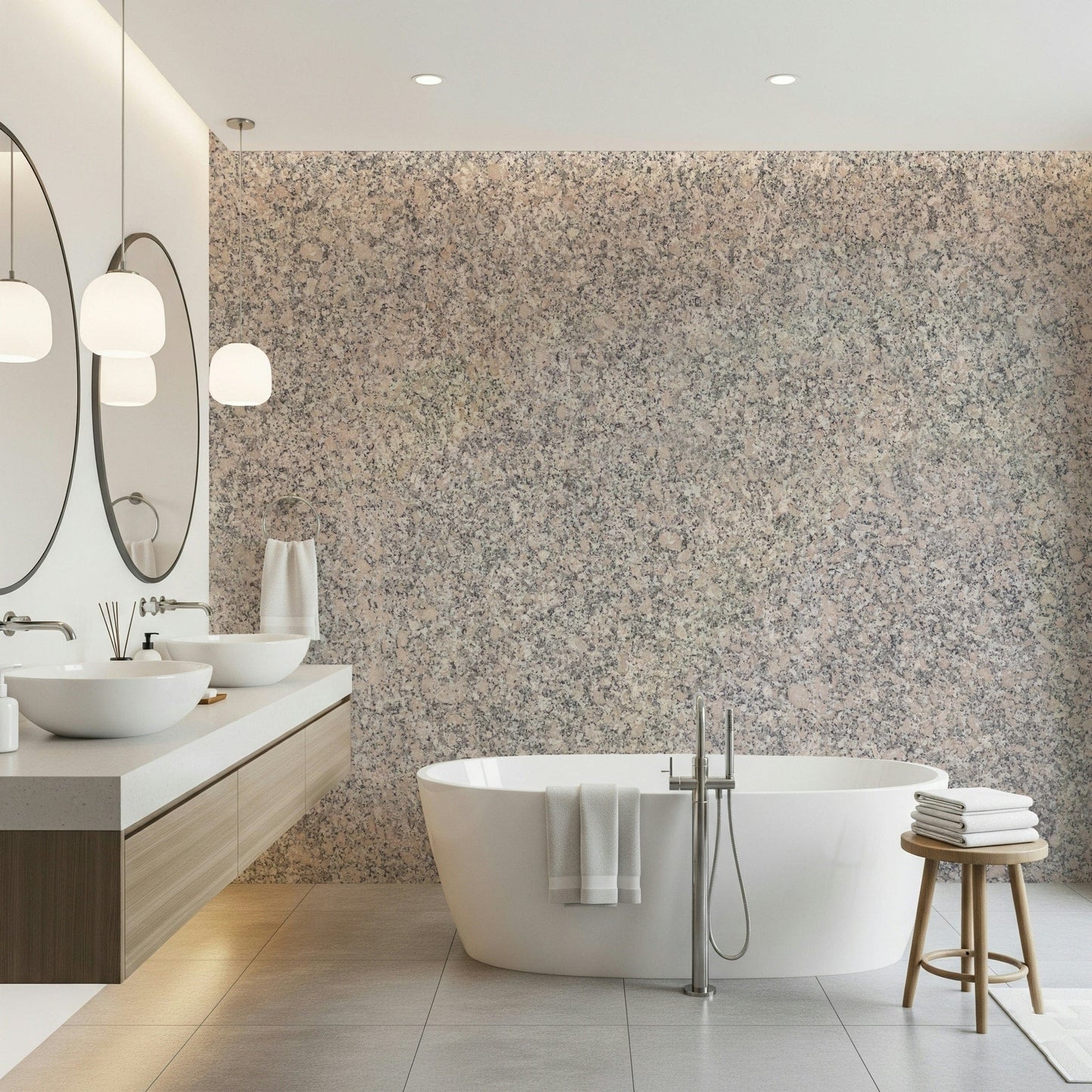 Decorative wall covering showcasing layered stone surfaces with balanced design