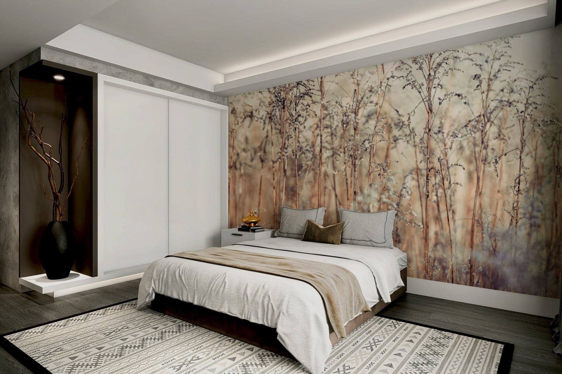 Elegant grass and reeds mural for a soothing home atmosphere.

