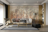 Organic, natural grass reeds wallpaper for living room decor.

