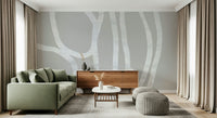 An artistic soft focus mural on minimalist wallpaper.