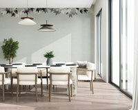 A graceful subtle leaf wall mural in cool, neutral tones.