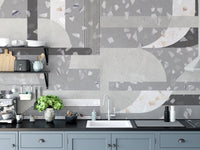 Gray Cement terrazzo tile wallpaper mural - Giffywalls