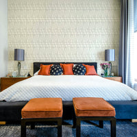 Contemporary monochrome repeating shapes for wall wallpaper.
