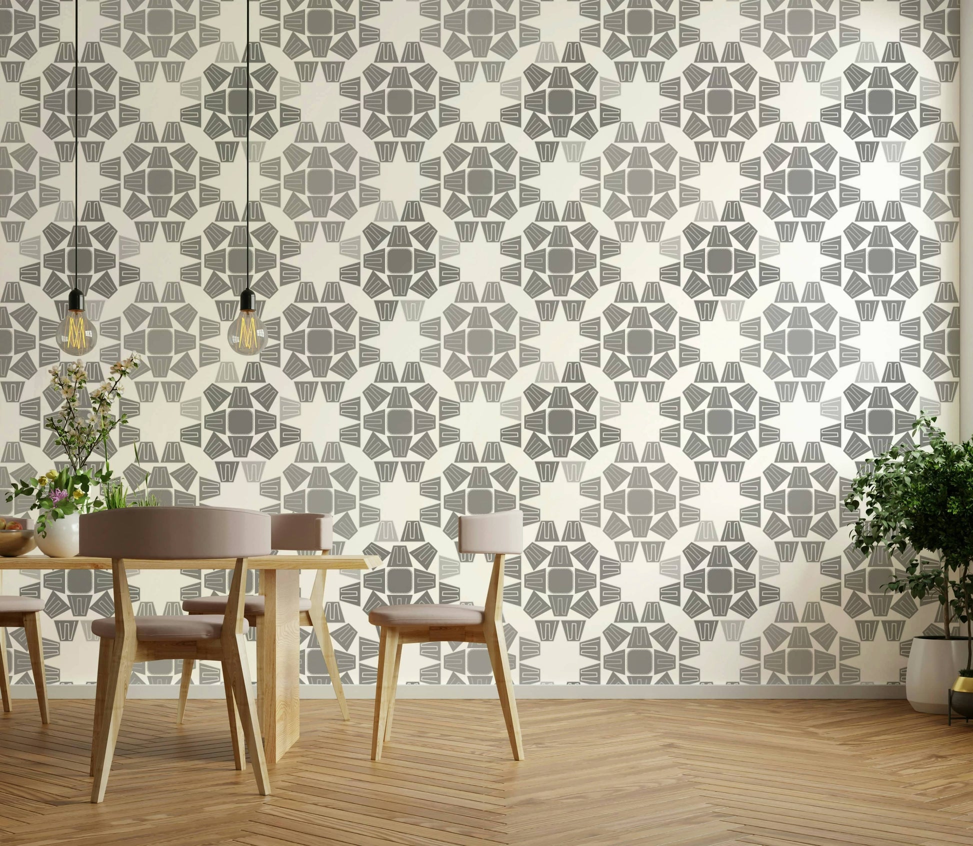  A beautiful modern art wall mural for a living room.

