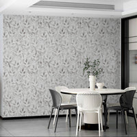 Soft grey foliage design for elegant wallpaper.
