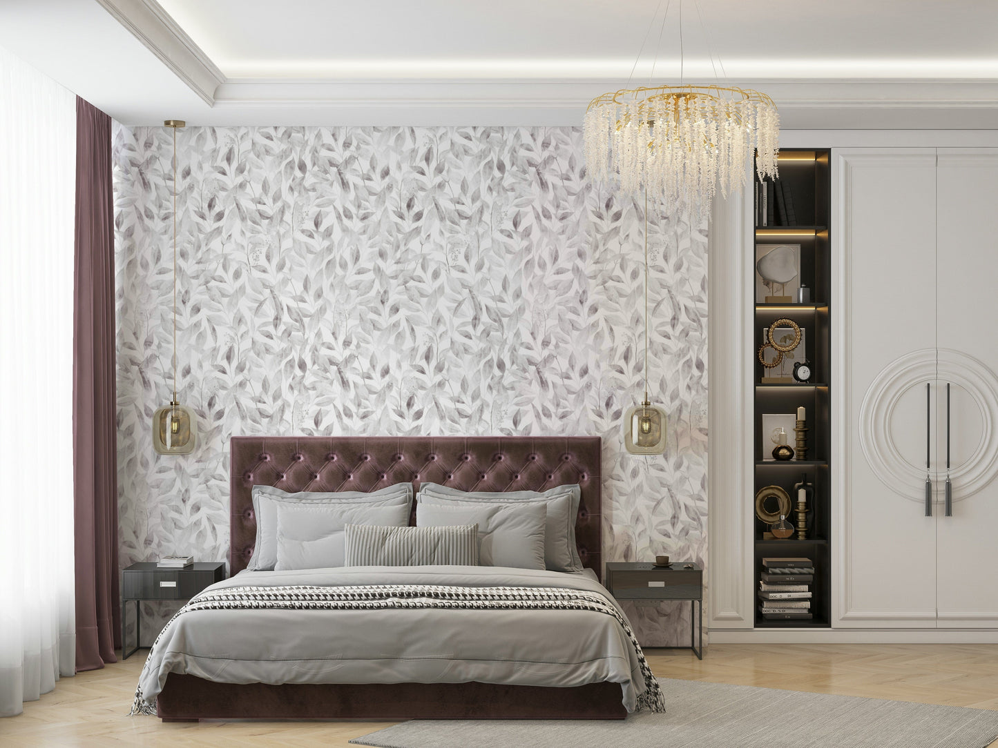 Abstract smoky floral texture on modern wallpaper style idea.
