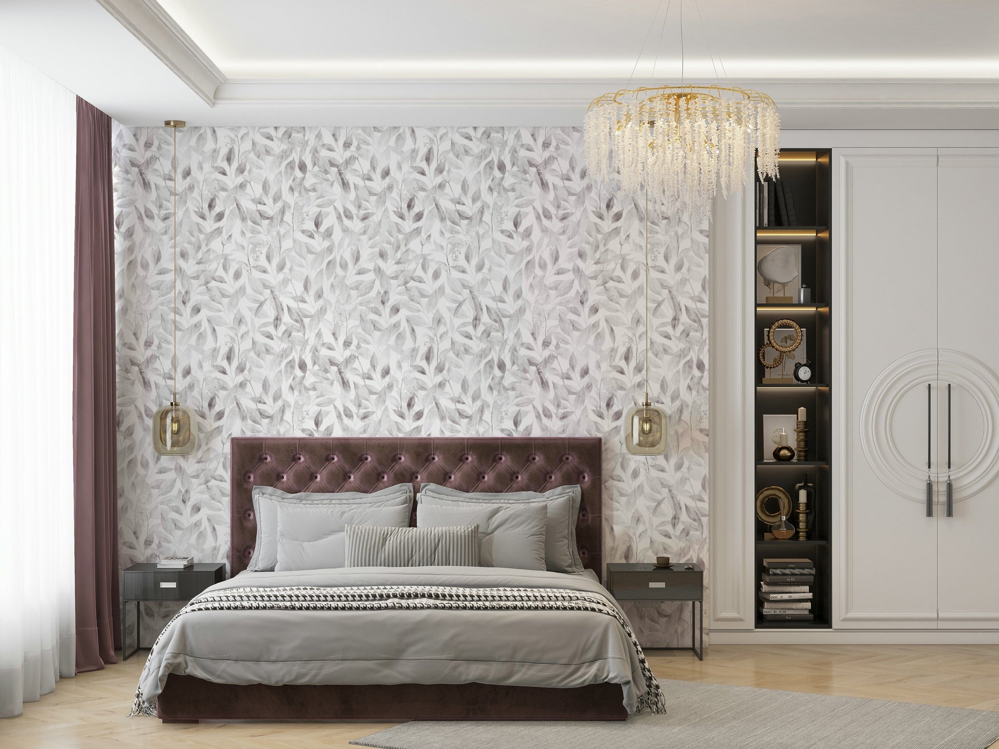 Abstract smoky floral texture on modern wallpaper style idea.
