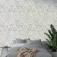 Light grey willow sprig motif wallpaper for house interiors.
