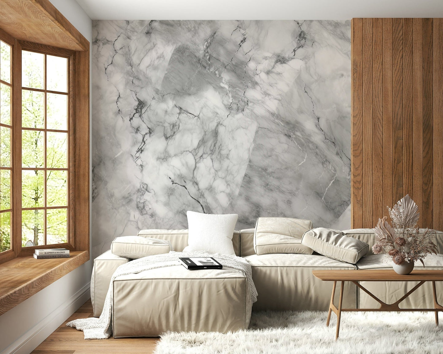 Gray Marble Veins Wall Mural — sophisticated stone texture for contemporary or classic decor.
