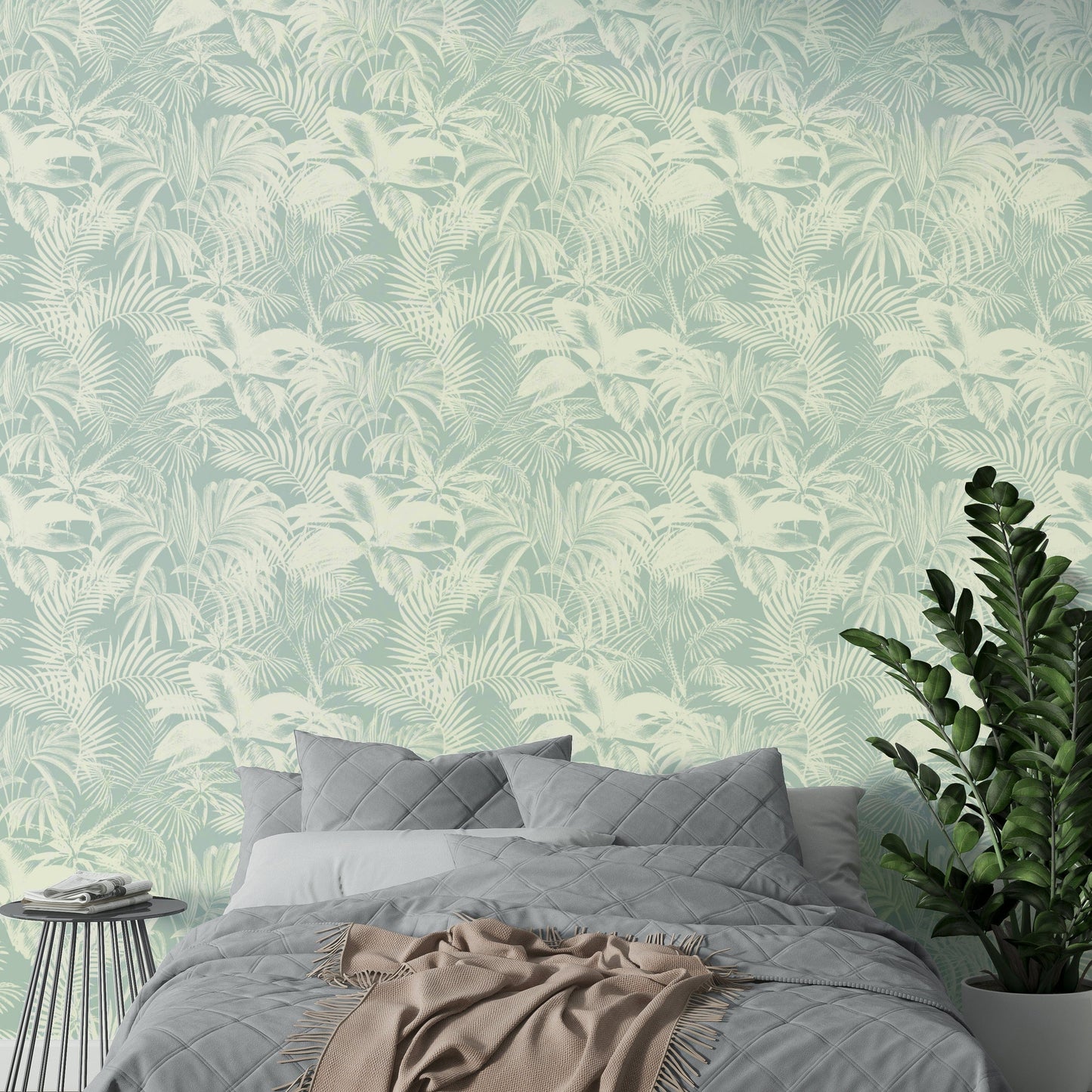 Wallpaper with a unique, modern botanical design

