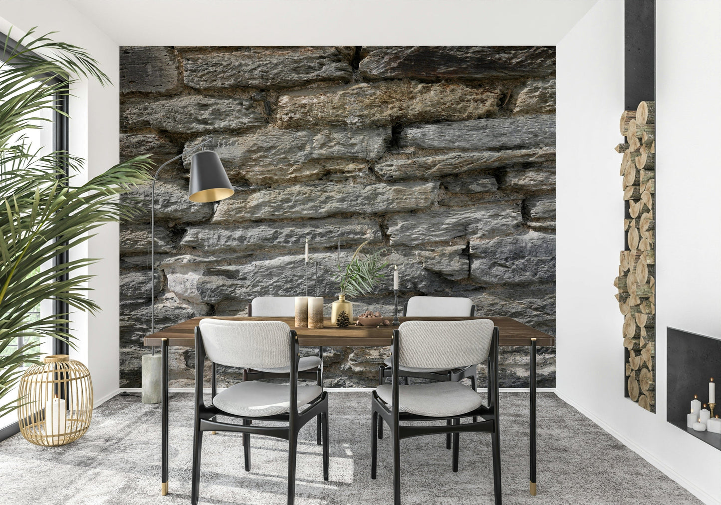 Gray Stone Wall Texture Wall Mural -2566578