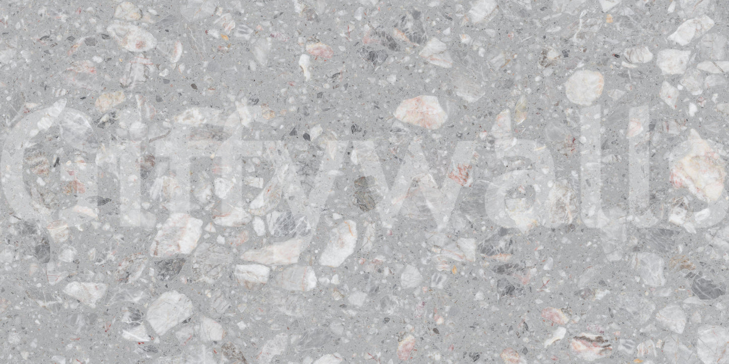 Mid-century Gray Terrazzo wallpaper. Mixed color specks look.
