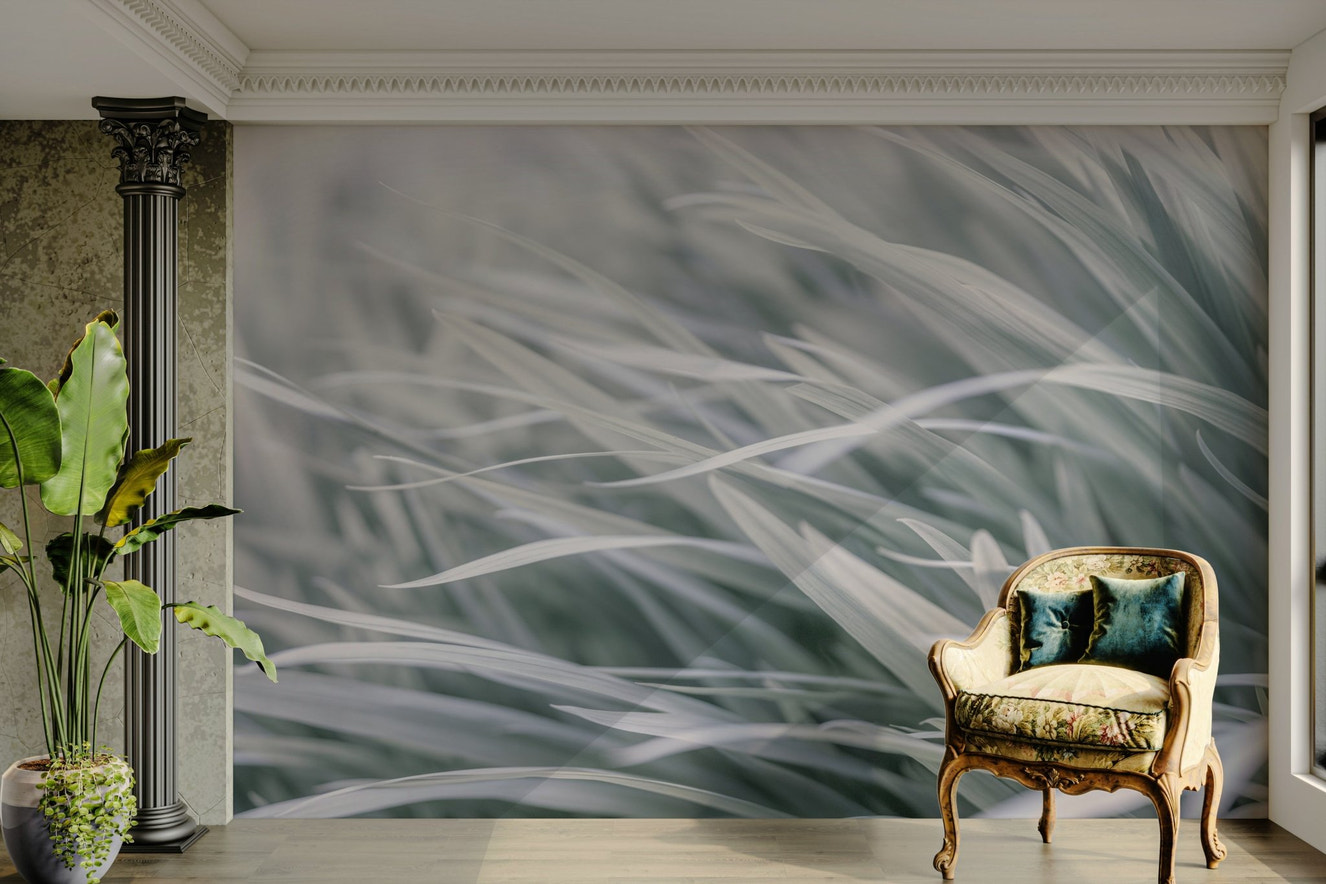 gray wavy grass wall mural

