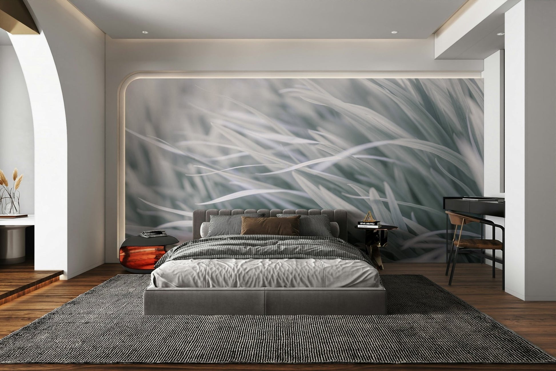 close-up of light gray grass blades

