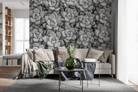 Minimalist Grayscale Succulent Array Wall Mural for contemporary interiors.