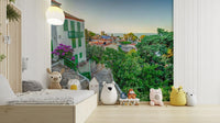 A calming serene island wallpaper mural that defines a space.

