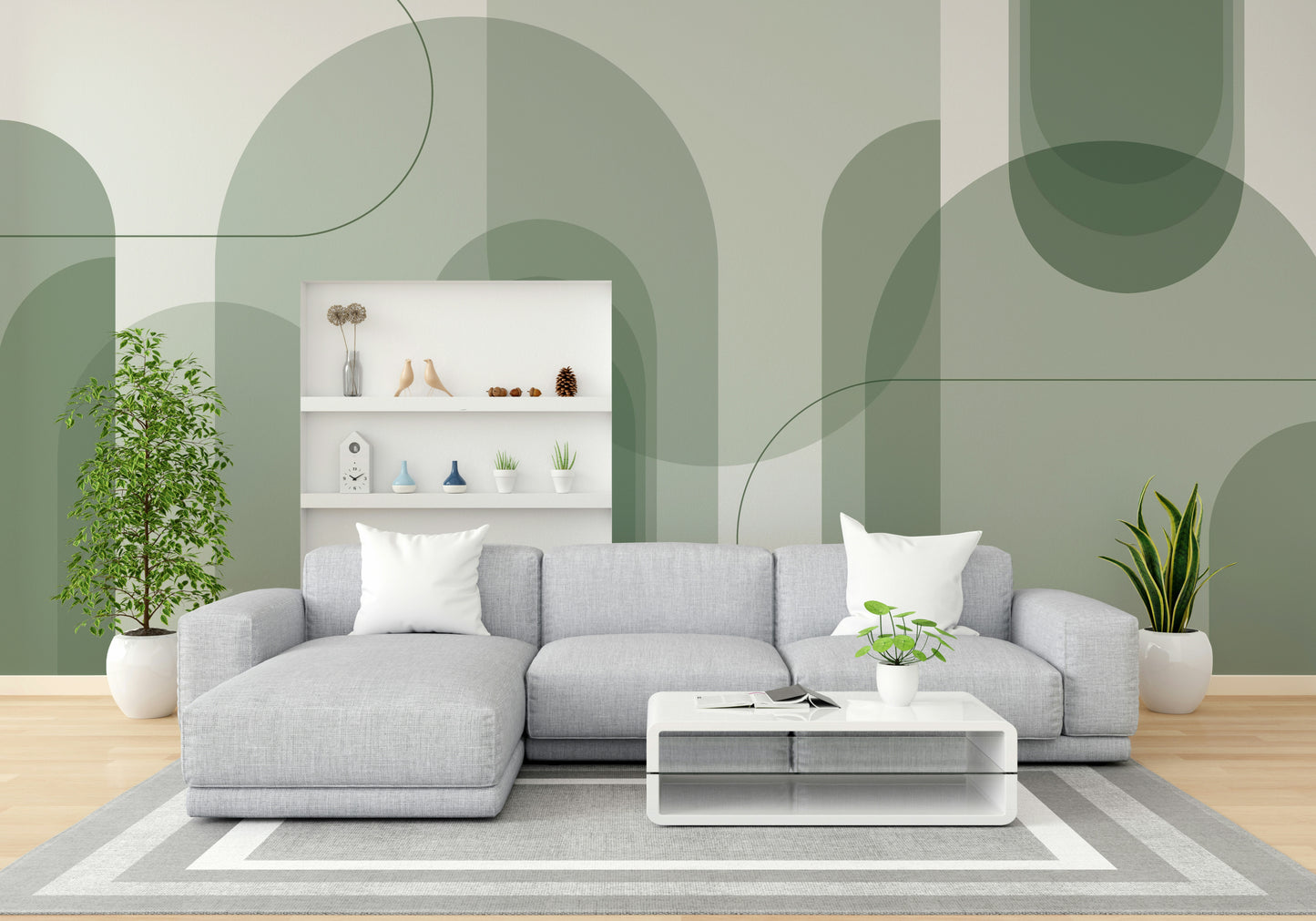 Layered arch graphics for wall decor

