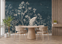 Artistic Natural Green & Blue Tropical Peacocks Wallpaper Mural - Giffywalls
