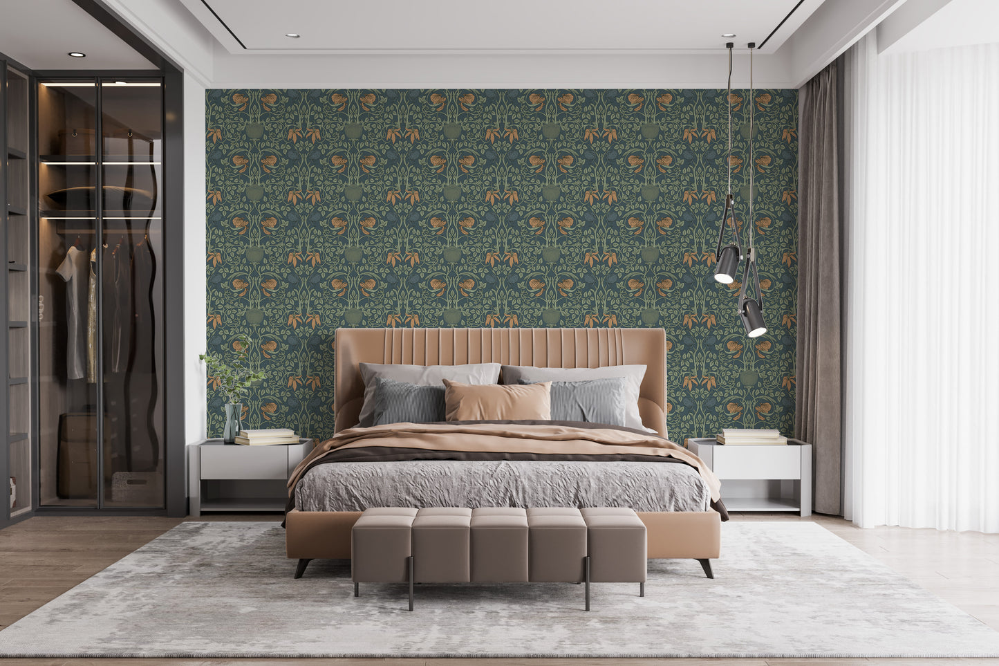 Retro-inspired vintage floral wallpaper
