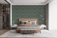 Retro-inspired vintage floral wallpaper
