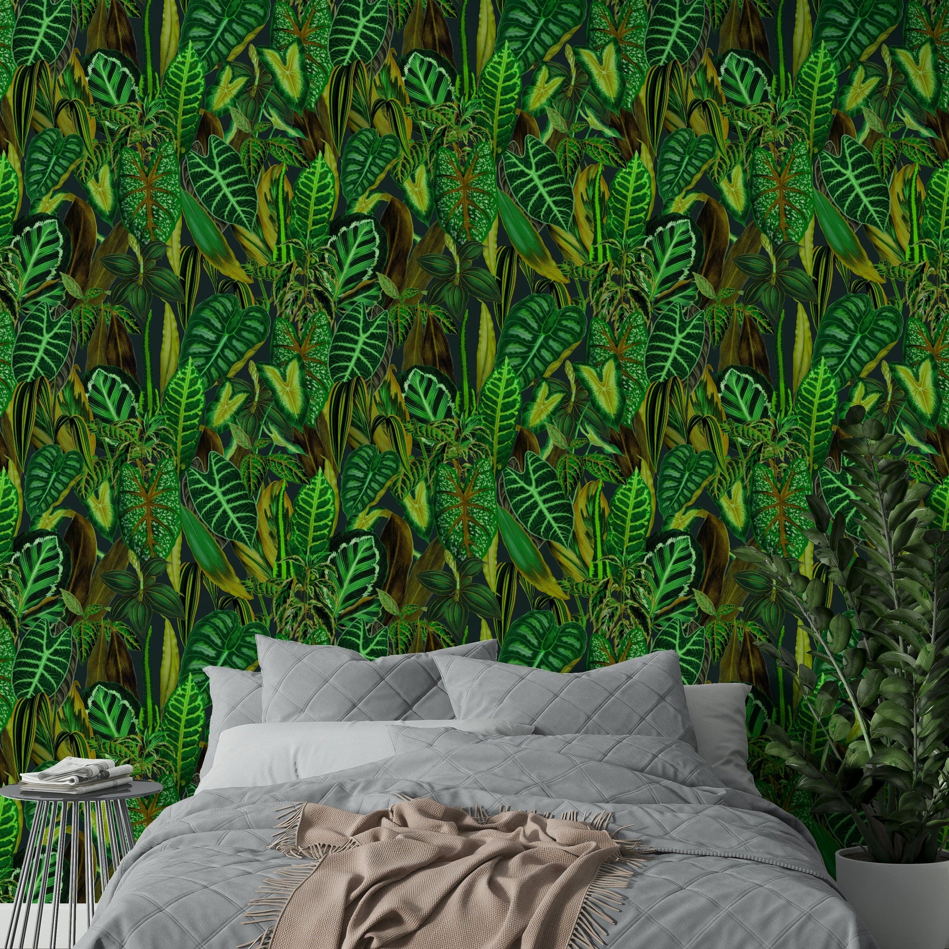 Green Exotic Foliage peaceful mural wallpaper

