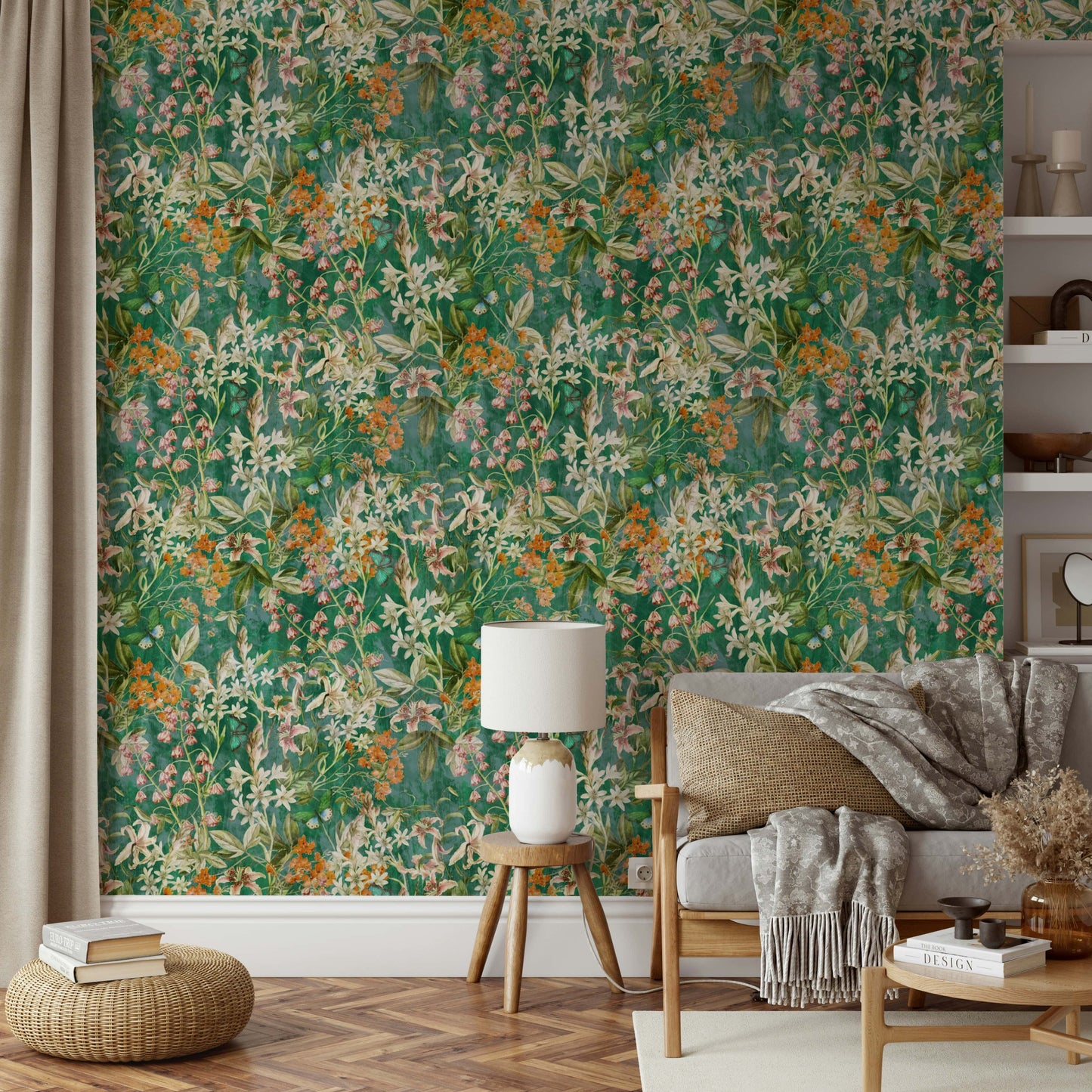 Green Meadow natural mural wallpaper

